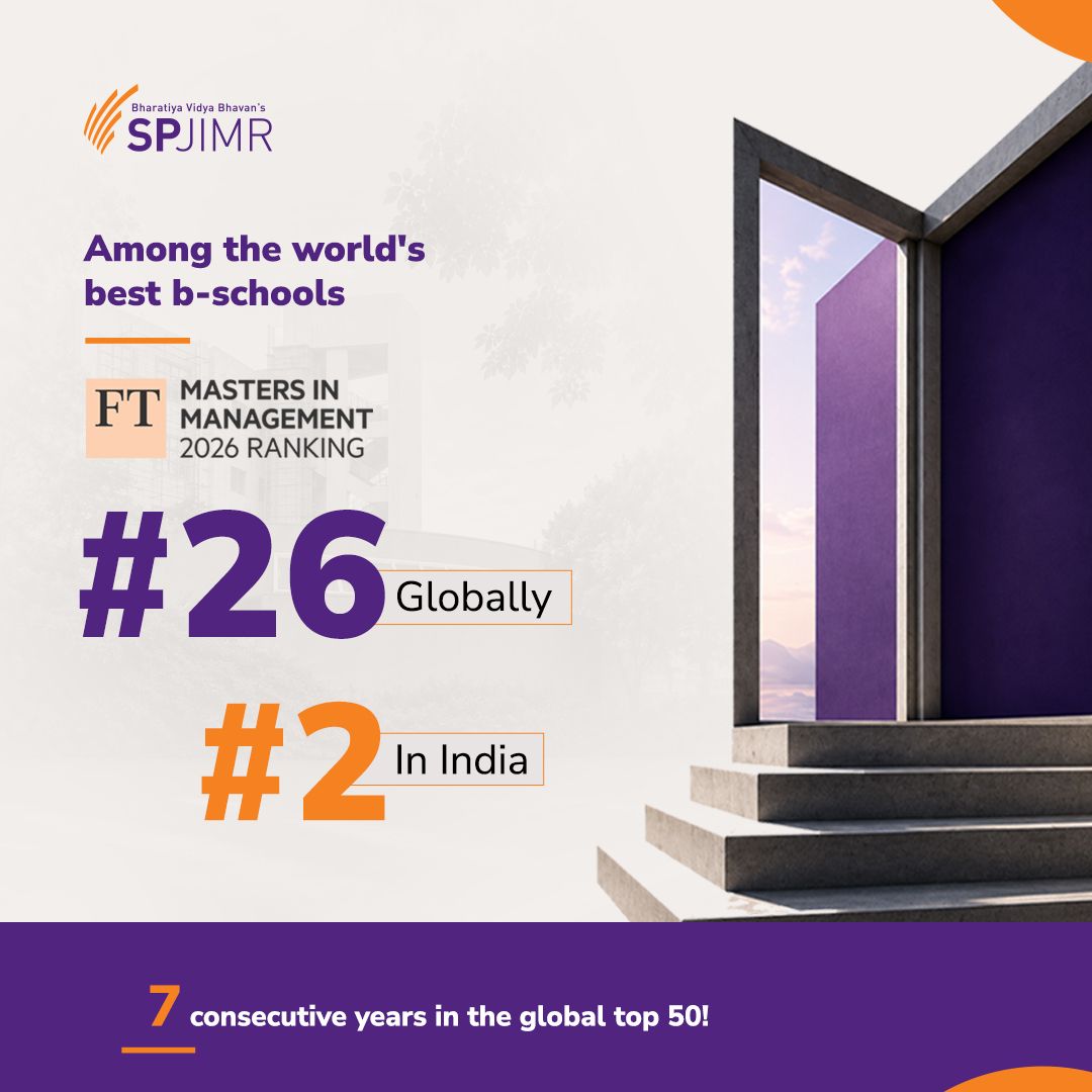 SPJIMR ranks #26 globally, #2 in India for 2026.