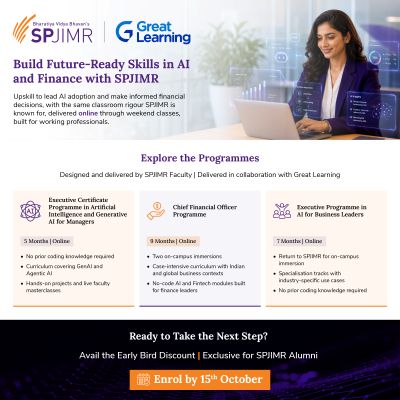 SPJIMR and Great Learning AI finance program ad.